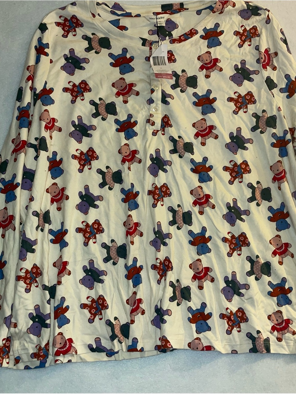 Vera Bradley Teddy Bear Print Long-Sleeve jogger Pajama Set 3x plus size